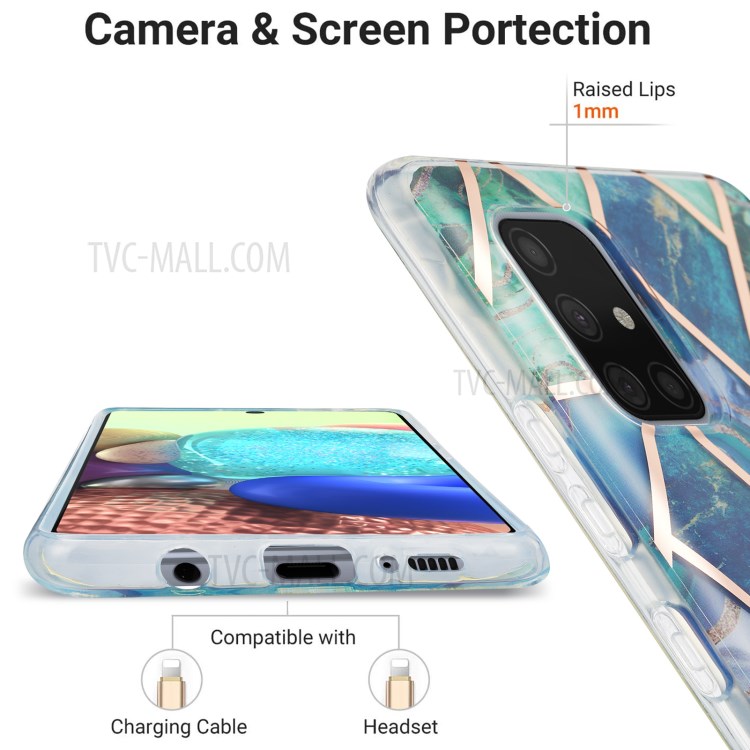 Marble Pattern Electroplating IMD 2.0mm TPU Anti-skid Phone Cover for Samsung Galaxy A71 5G SM-A716 - Green/Blue/Purple-5