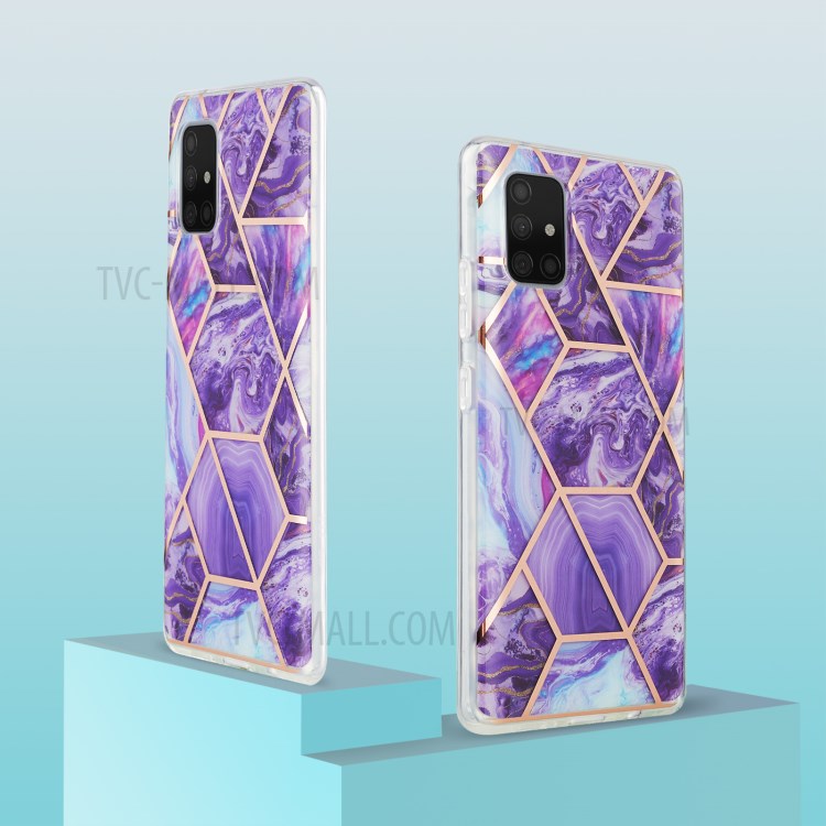 Marble Pattern Electroplating IMD 2.0mm TPU Anti-skid Phone Cover for Samsung Galaxy A71 5G SM-A716 - Purple-2