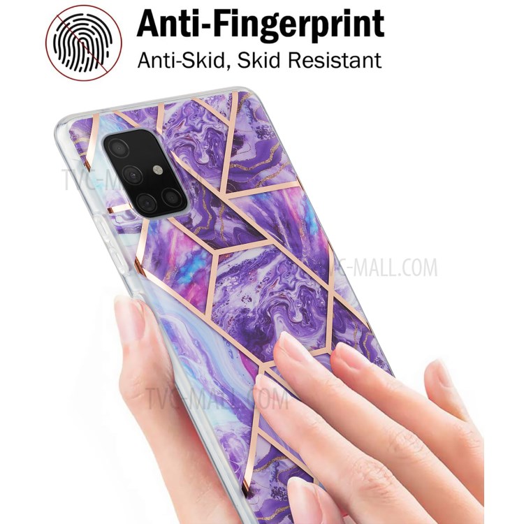 Marble Pattern Electroplating IMD 2.0mm TPU Anti-skid Phone Cover for Samsung Galaxy A71 5G SM-A716 - Purple-4