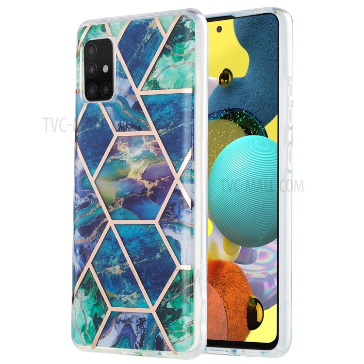 2.0mm IMD Marble Pattern Electroplating TPU Protector Cover for Samsung Galaxy A51 5G SM-A516 - Blue-1