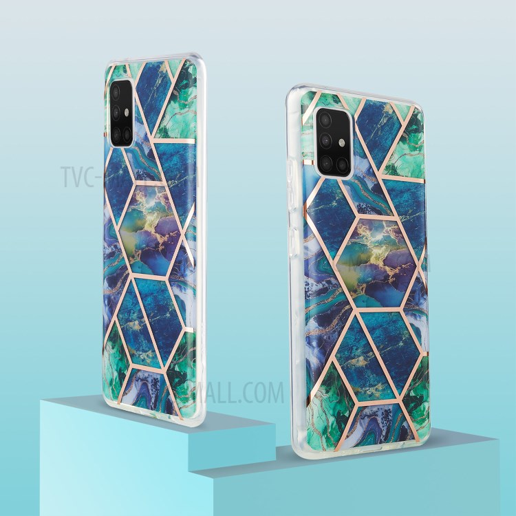 2.0mm IMD Marble Pattern Electroplating TPU Protector Cover for Samsung Galaxy A51 5G SM-A516 - Blue-2