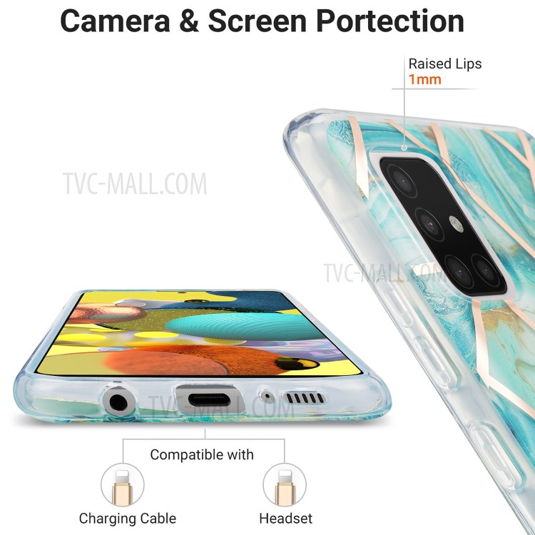2.0mm IMD Marble Pattern Electroplating TPU Protector Cover for Samsung Galaxy A51 5G SM-A516 - Green-4