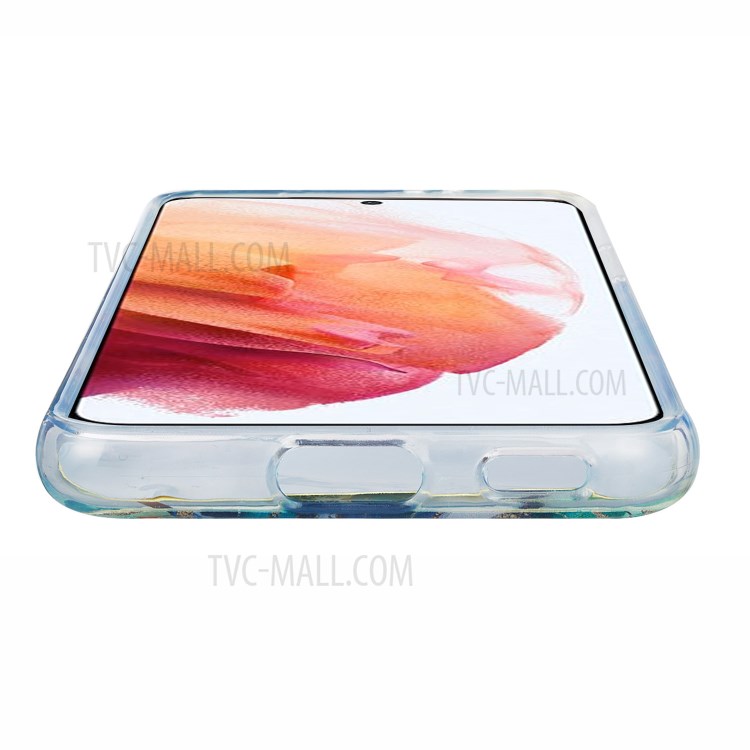 Marble Pattern Electroplating IML IMD 2.0mm TPU Phone Protective Shell Cover for Samsung Galaxy S21 5G - Green/Blue-6