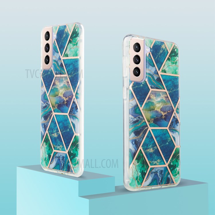Marble Pattern Electroplating IMD 2.0mm TPU Protector Cover for Samsung Galaxy S21+ 5G - Style F-2