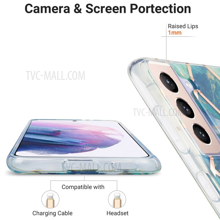 Marble Pattern Electroplating IMD 2.0mm TPU Protector Cover for Samsung Galaxy S21+ 5G - Style F-4