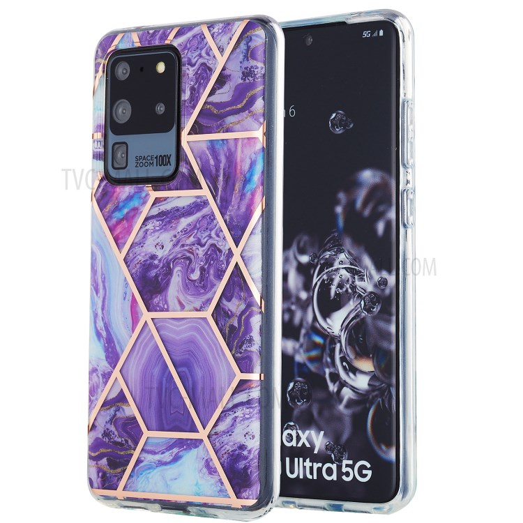 Marble Pattern Electroplating IMD 2.0mm TPU Protector Case for Samsung Galaxy S20 Ultra - Style A-1