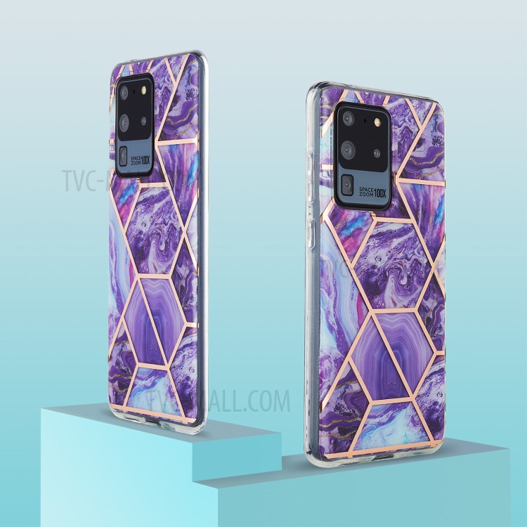 Marble Pattern Electroplating IMD 2.0mm TPU Protector Case for Samsung Galaxy S20 Ultra - Style A-2