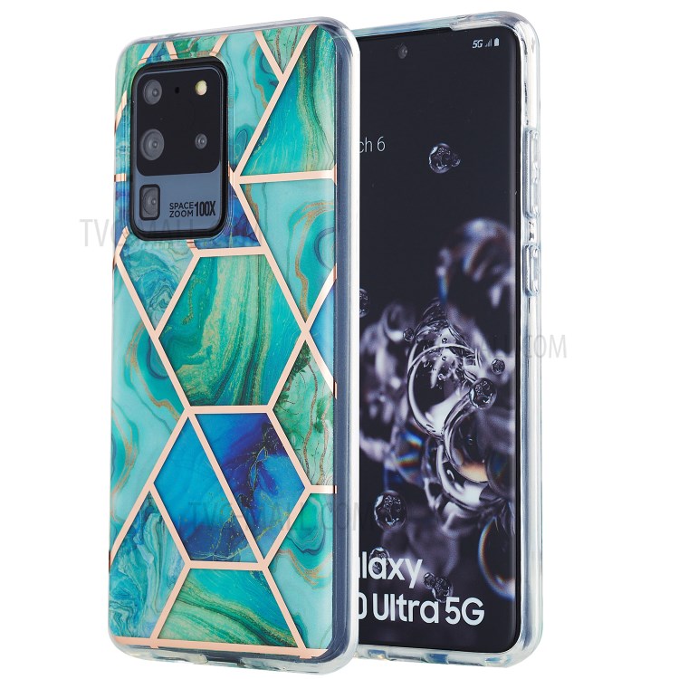 Marble Pattern Electroplating IMD 2.0mm TPU Protector Case for Samsung Galaxy S20 Ultra - Style D-1