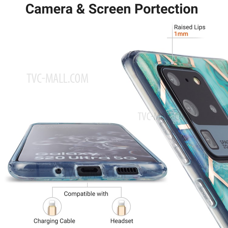 Marble Pattern Electroplating IMD 2.0mm TPU Protector Case for Samsung Galaxy S20 Ultra - Style D-4