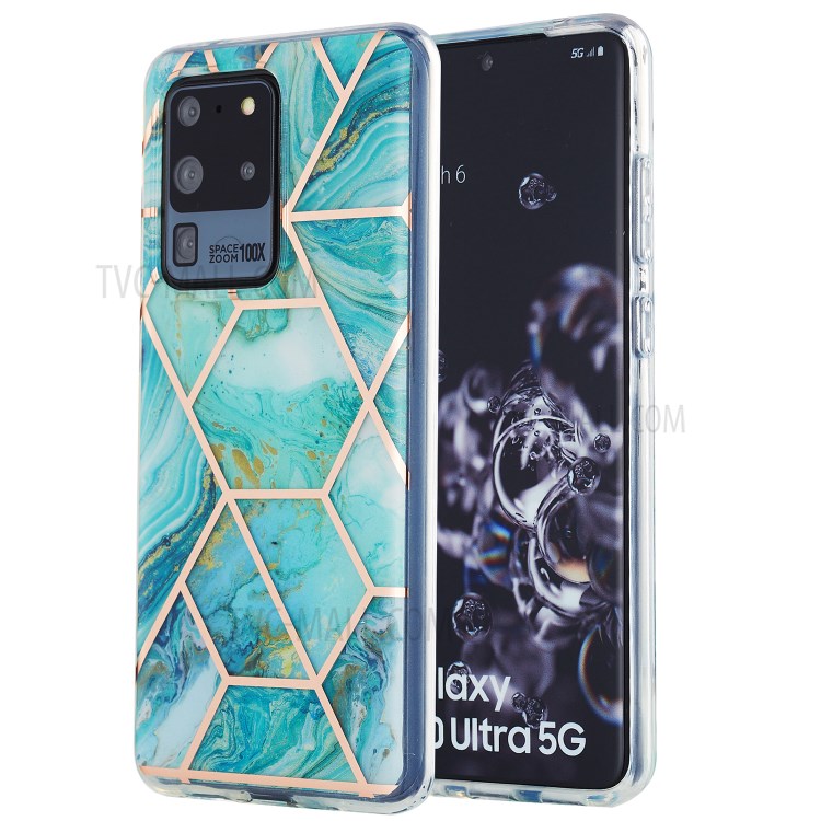 Marble Pattern Electroplating IMD 2.0mm TPU Protector Case for Samsung Galaxy S20 Ultra - Style E-1
