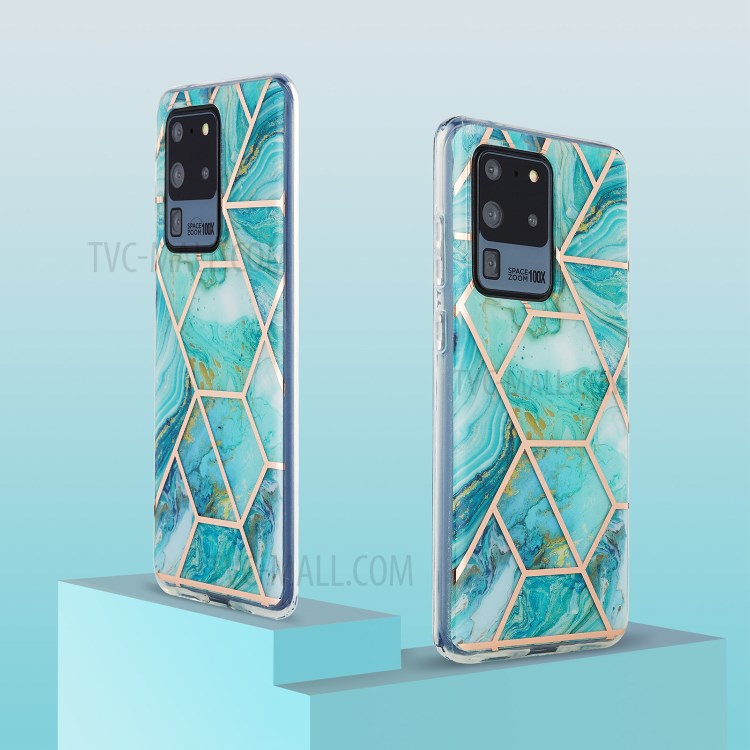 Marble Pattern Electroplating IMD 2.0mm TPU Protector Case for Samsung Galaxy S20 Ultra - Style E-2