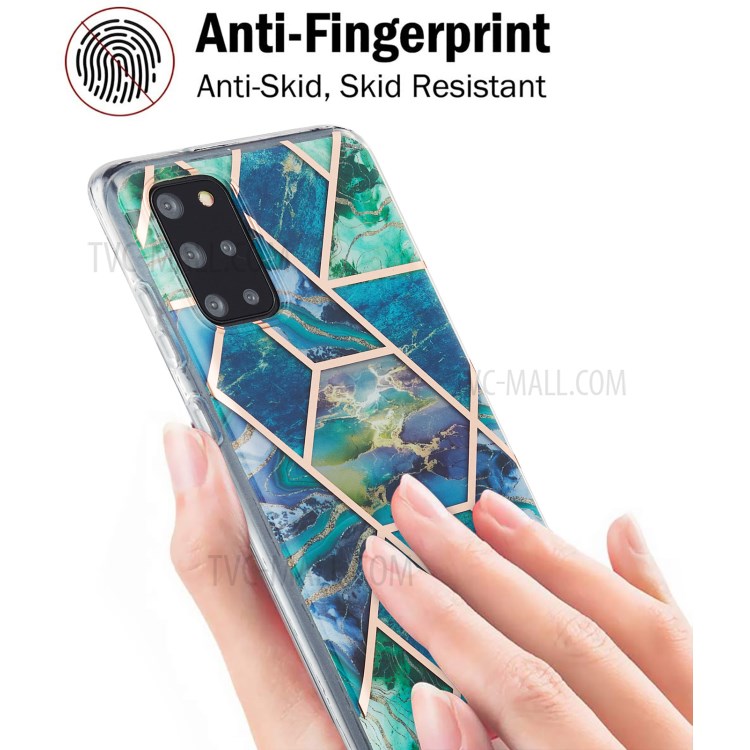 Electroplating IMD Marble Pattern Splicing Design 2.0mm TPU Protector Cover for Samsung Galaxy S20 Plus - Blue-3