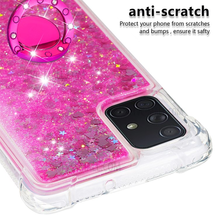 Shockproof Quicksand Ring Kickstand TPU Phone Shell for Samsung Galaxy A71 SM-A715 - Rose-5