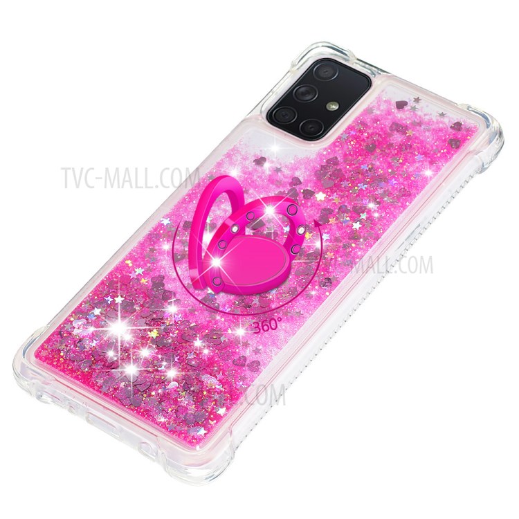 Shockproof Quicksand Ring Kickstand TPU Phone Shell for Samsung Galaxy A71 SM-A715 - Rose-6