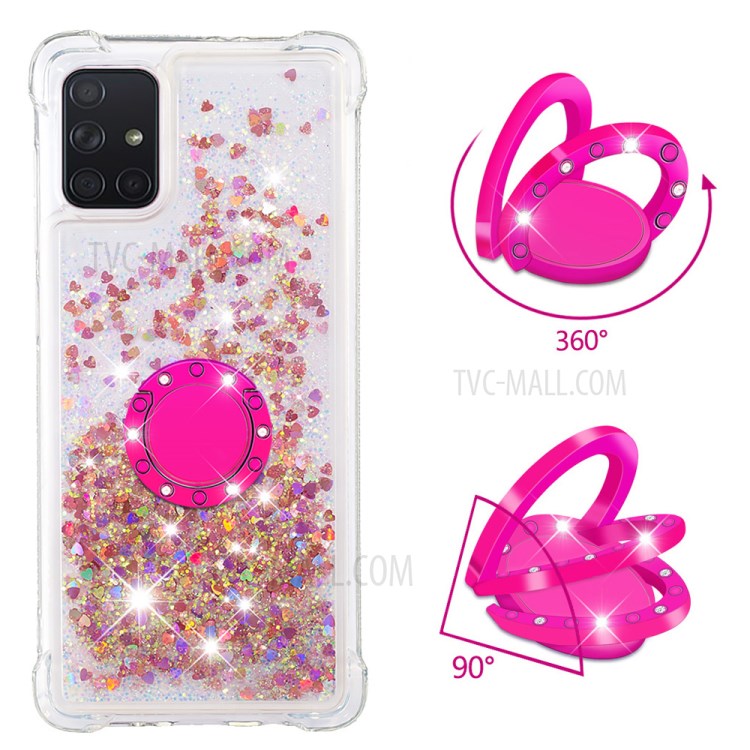 Shockproof Quicksand Ring Kickstand TPU Phone Shell for Samsung Galaxy A71 SM-A715 - Brown-3