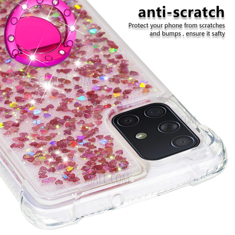 Shockproof Quicksand Ring Kickstand TPU Phone Shell for Samsung Galaxy A71 SM-A715 - Brown-5