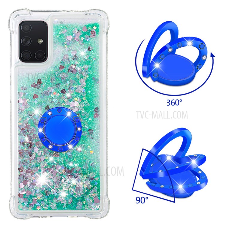 Shockproof Quicksand Ring Kickstand TPU Phone Shell for Samsung Galaxy A71 SM-A715 - Green-3