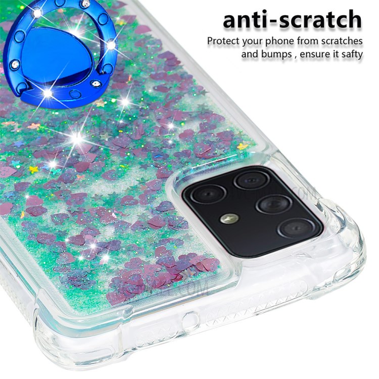 Shockproof Quicksand Ring Kickstand TPU Phone Shell for Samsung Galaxy A71 SM-A715 - Green-5