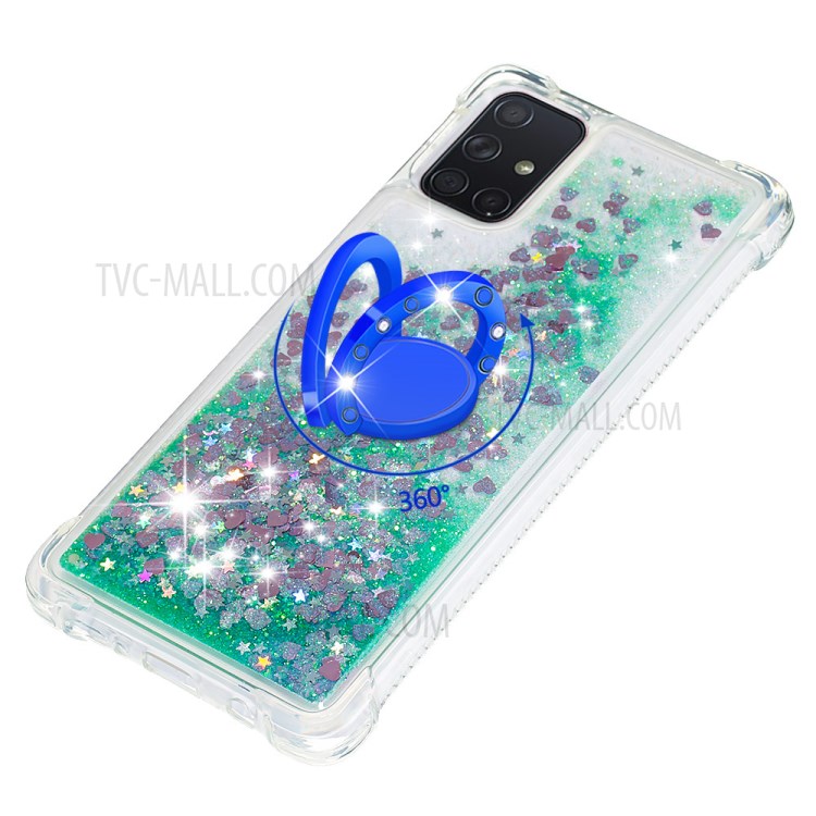 Shockproof Quicksand Ring Kickstand TPU Phone Shell for Samsung Galaxy A71 SM-A715 - Green-6