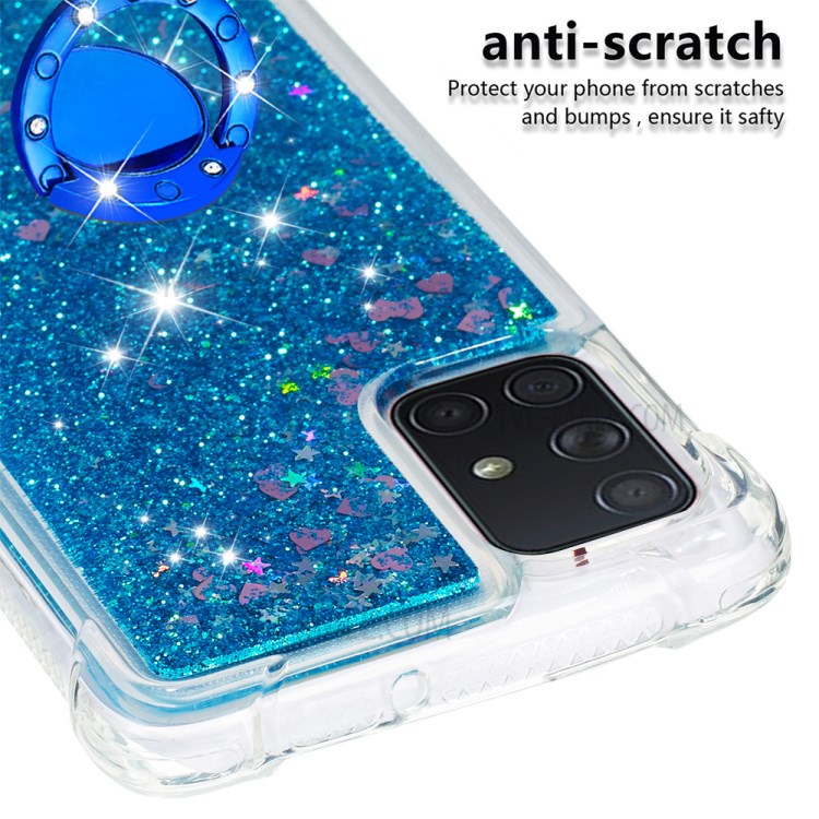 Shockproof Quicksand Ring Kickstand TPU Phone Shell for Samsung Galaxy A71 SM-A715 - Blue-5