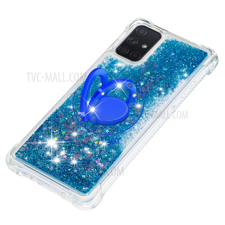 Shockproof Quicksand Ring Kickstand TPU Phone Shell for Samsung Galaxy A71 SM-A715 - Blue-6