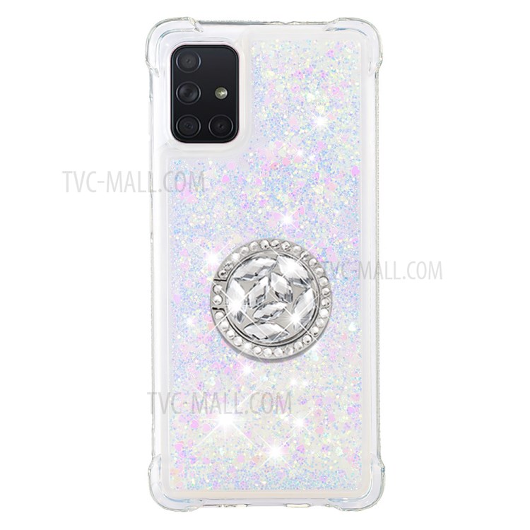 Shockproof Quicksand Ring Kickstand TPU Phone Shell for Samsung Galaxy A71 SM-A715 - White-3
