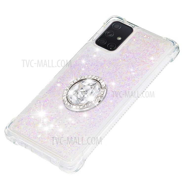 Shockproof Quicksand Ring Kickstand TPU Phone Shell for Samsung Galaxy A71 SM-A715 - White-6