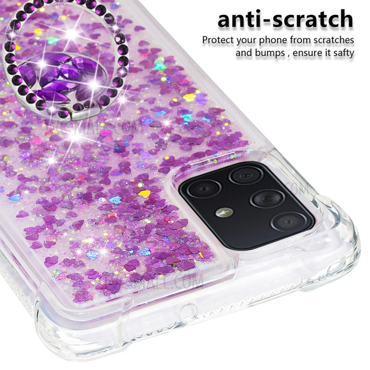 Shockproof Quicksand Ring Kickstand TPU Phone Shell for Samsung Galaxy A71 SM-A715 - Light Purple-5