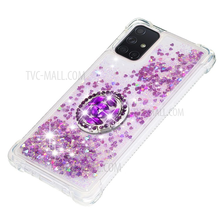 Shockproof Quicksand Ring Kickstand TPU Phone Shell for Samsung Galaxy A71 SM-A715 - Light Purple-6