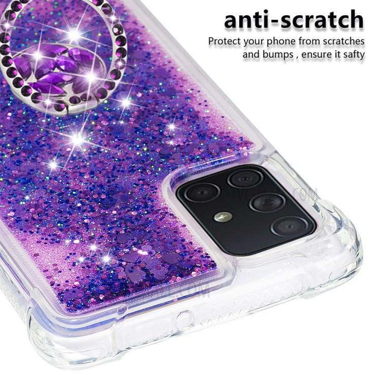 Shockproof Quicksand Ring Kickstand TPU Phone Shell for Samsung Galaxy A71 SM-A715 - Purple-5