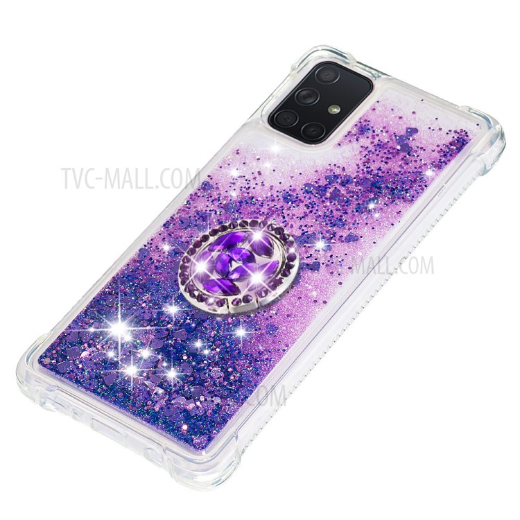 Shockproof Quicksand Ring Kickstand TPU Phone Shell for Samsung Galaxy A71 SM-A715 - Purple-6