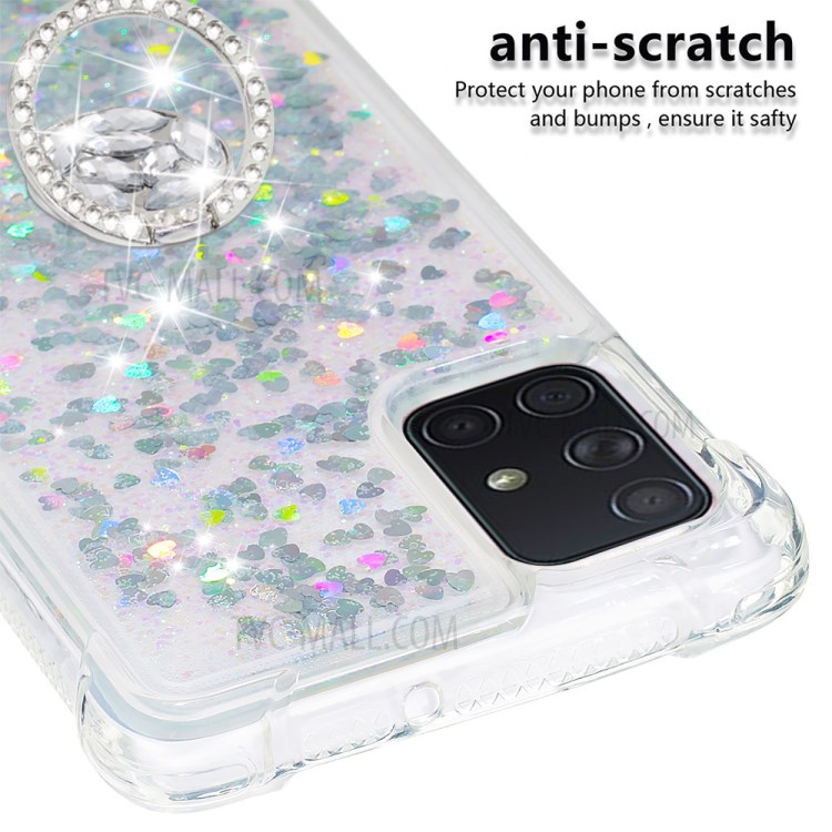 Shockproof Quicksand Ring Kickstand TPU Phone Shell for Samsung Galaxy A71 SM-A715 - Light Green-5