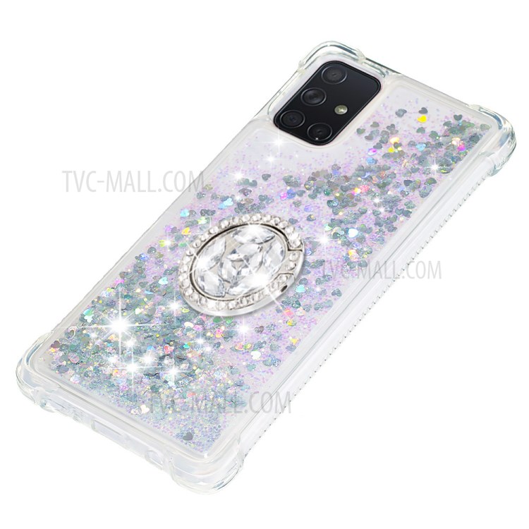 Shockproof Quicksand Ring Kickstand TPU Phone Shell for Samsung Galaxy A71 SM-A715 - Light Green-6