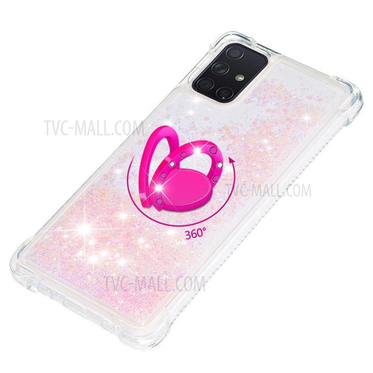 Shockproof Quicksand Ring Kickstand TPU Phone Shell for Samsung Galaxy A71 SM-A715 - Light Pink-6