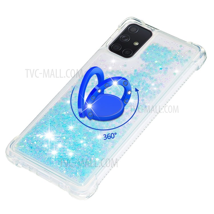 Shockproof Quicksand Ring Kickstand TPU Phone Shell for Samsung Galaxy A71 SM-A715 - Baby Blue-6