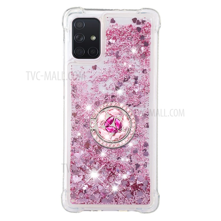 Shockproof Quicksand Ring Kickstand TPU Phone Shell for Samsung Galaxy A71 SM-A715 - Red-3
