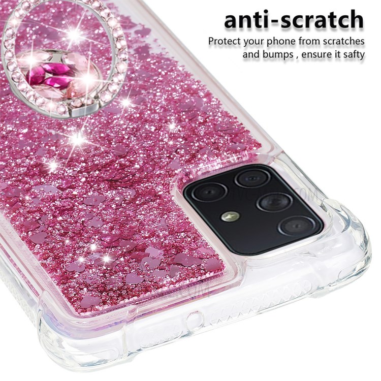 Shockproof Quicksand Ring Kickstand TPU Phone Shell for Samsung Galaxy A71 SM-A715 - Red-5