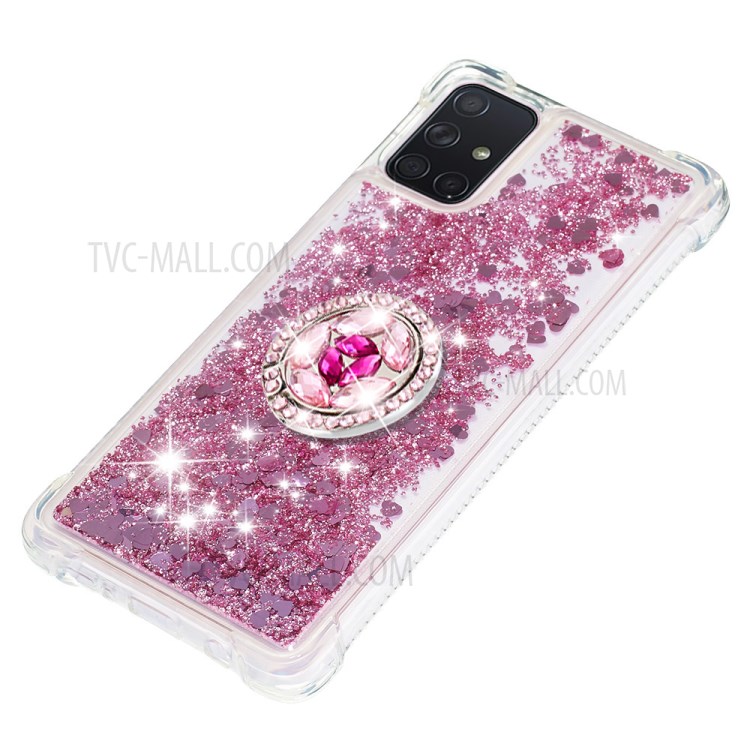 Shockproof Quicksand Ring Kickstand TPU Phone Shell for Samsung Galaxy A71 SM-A715 - Red-6