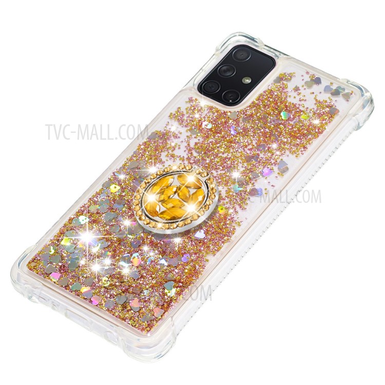 Shockproof Quicksand Ring Kickstand TPU Phone Shell for Samsung Galaxy A71 SM-A715 - Gold-6
