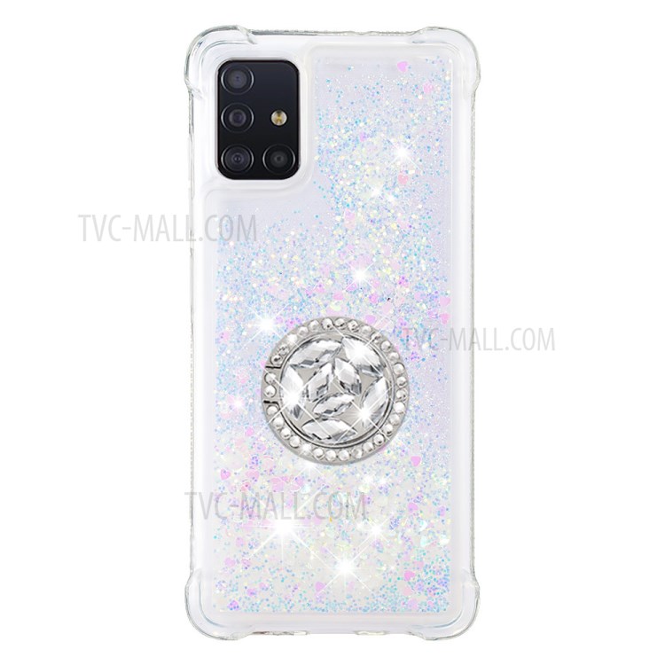 Shockproof Glitter Quicksand Kickstand TPU Phone Shell for Samsung Galaxy A51 SM-A515 - White-3