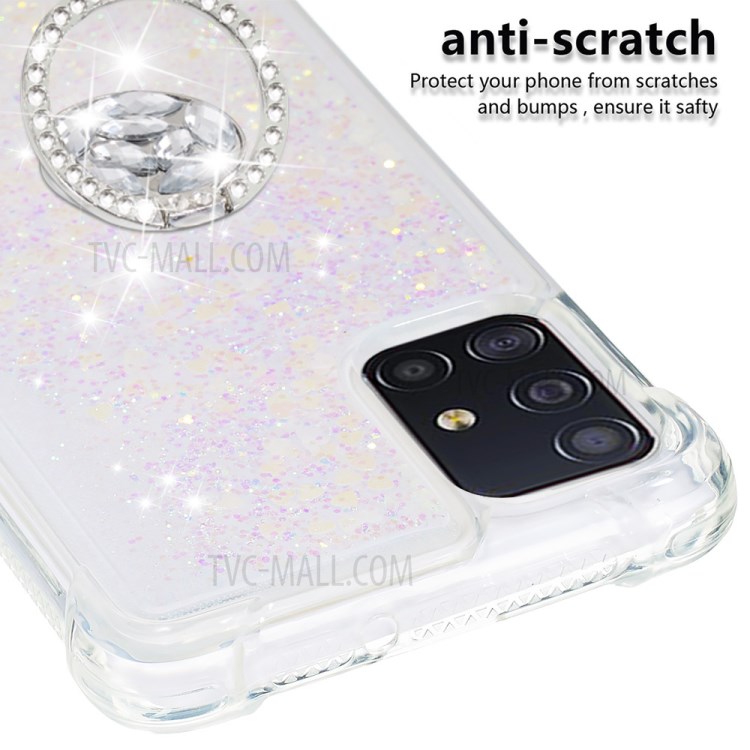 Shockproof Glitter Quicksand Kickstand TPU Phone Shell for Samsung Galaxy A51 SM-A515 - White-5