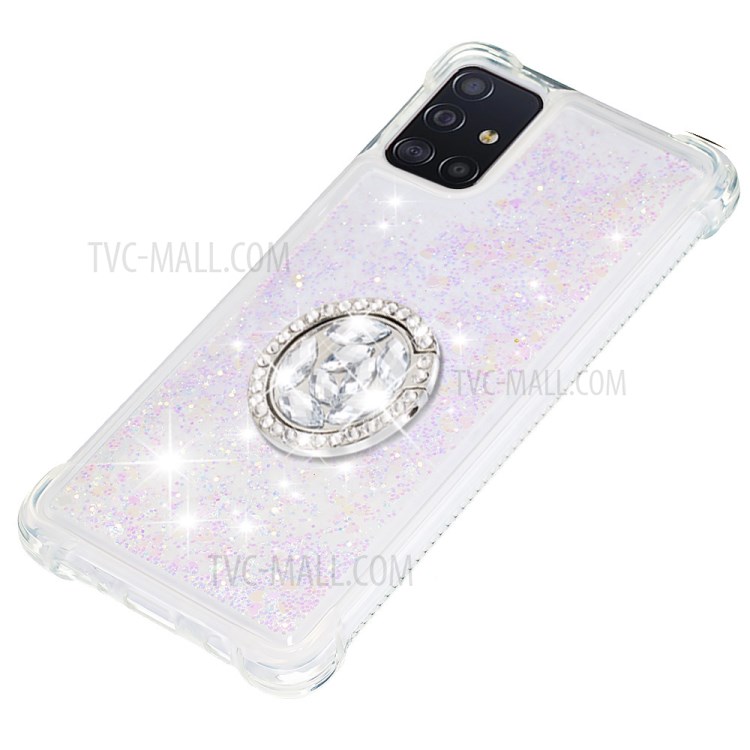Shockproof Glitter Quicksand Kickstand TPU Phone Shell for Samsung Galaxy A51 SM-A515 - White-6