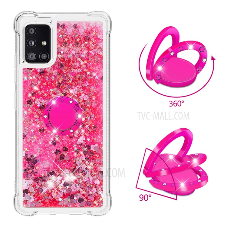 Shockproof Quicksand Kickstand TPU Cell Phone Shell for Samsung Galaxy A51 5G SM-A516 - Rose-2