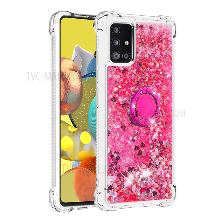 Shockproof Quicksand Kickstand TPU Cell Phone Shell for Samsung Galaxy A51 5G SM-A516 - Rose-3
