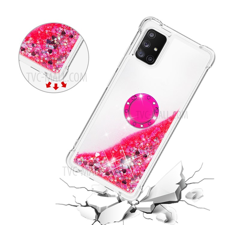 Shockproof Quicksand Kickstand TPU Cell Phone Shell for Samsung Galaxy A51 5G SM-A516 - Rose-5