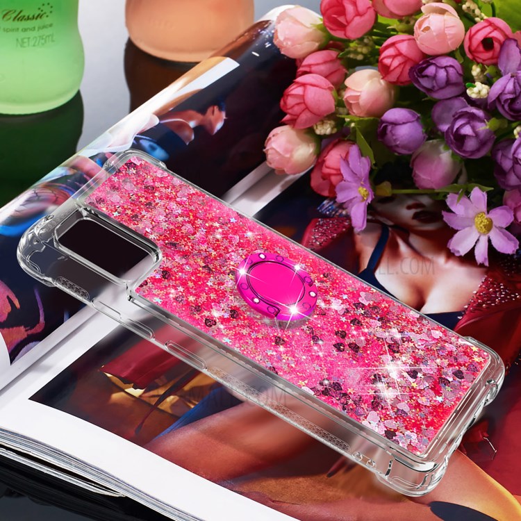 Shockproof Quicksand Kickstand TPU Cell Phone Shell for Samsung Galaxy A51 5G SM-A516 - Rose-7