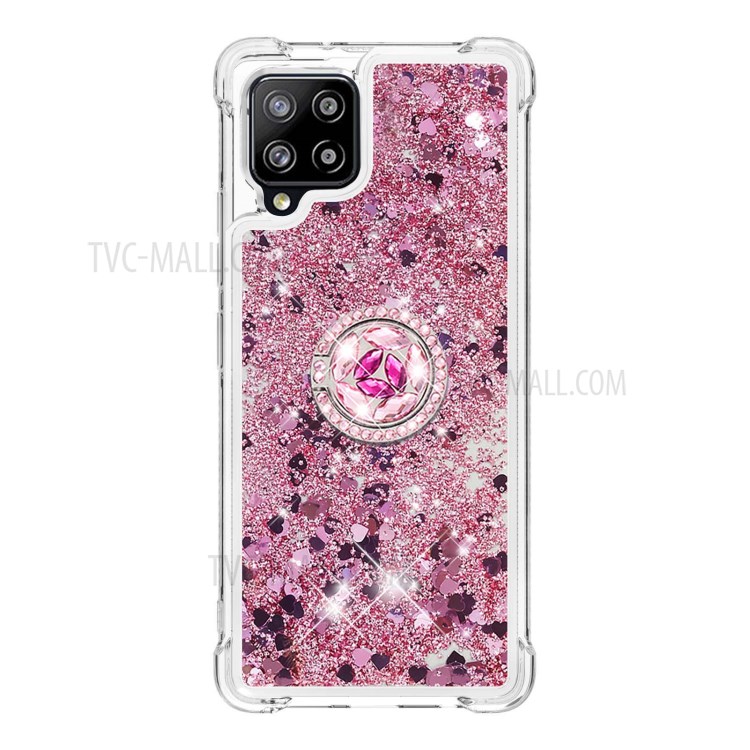 Drop-proof Quicksand Kickstand TPU Phone Protective Shell for Samsung Galaxy A42 5G - Red-2