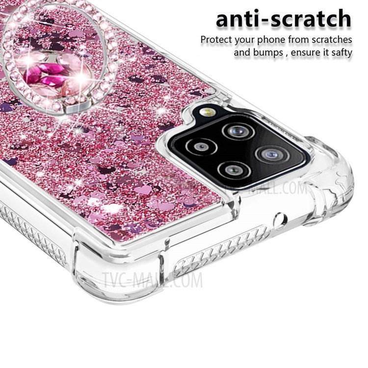 Drop-proof Quicksand Kickstand TPU Phone Protective Shell for Samsung Galaxy A42 5G - Red-4