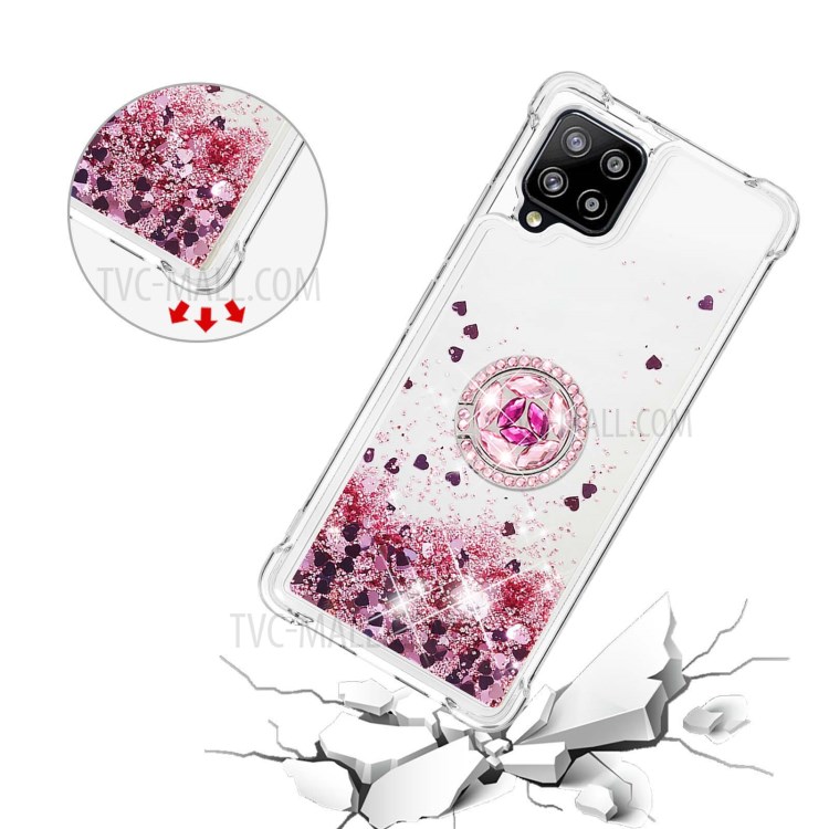 Drop-proof Quicksand Kickstand TPU Phone Protective Shell for Samsung Galaxy A42 5G - Red-5
