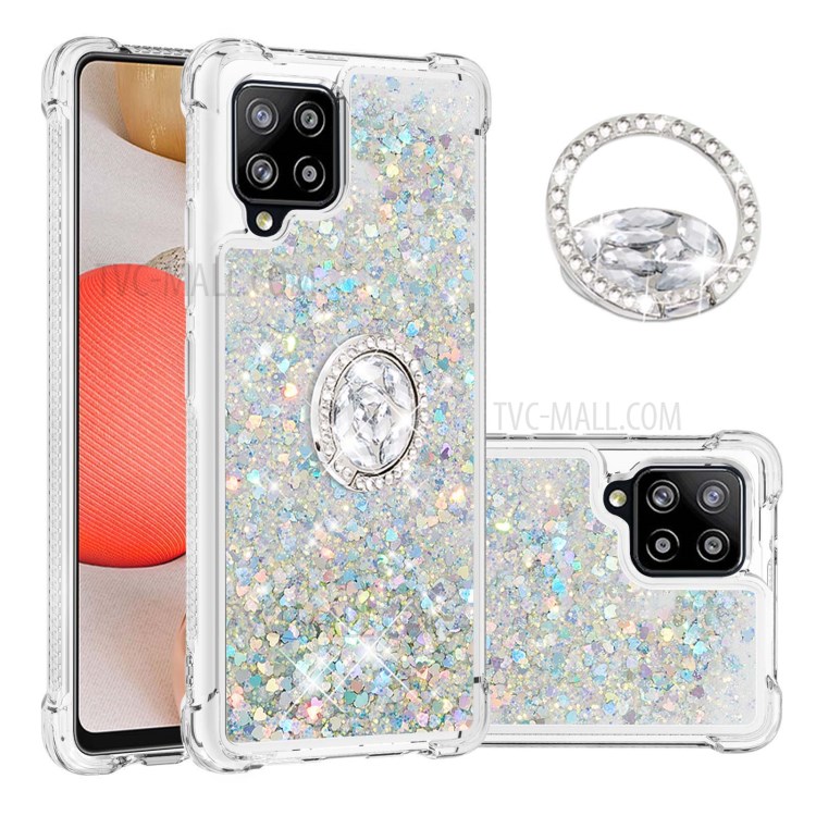 Drop-proof Quicksand Kickstand TPU Phone Protective Shell for Samsung Galaxy A42 5G - Light Green-1